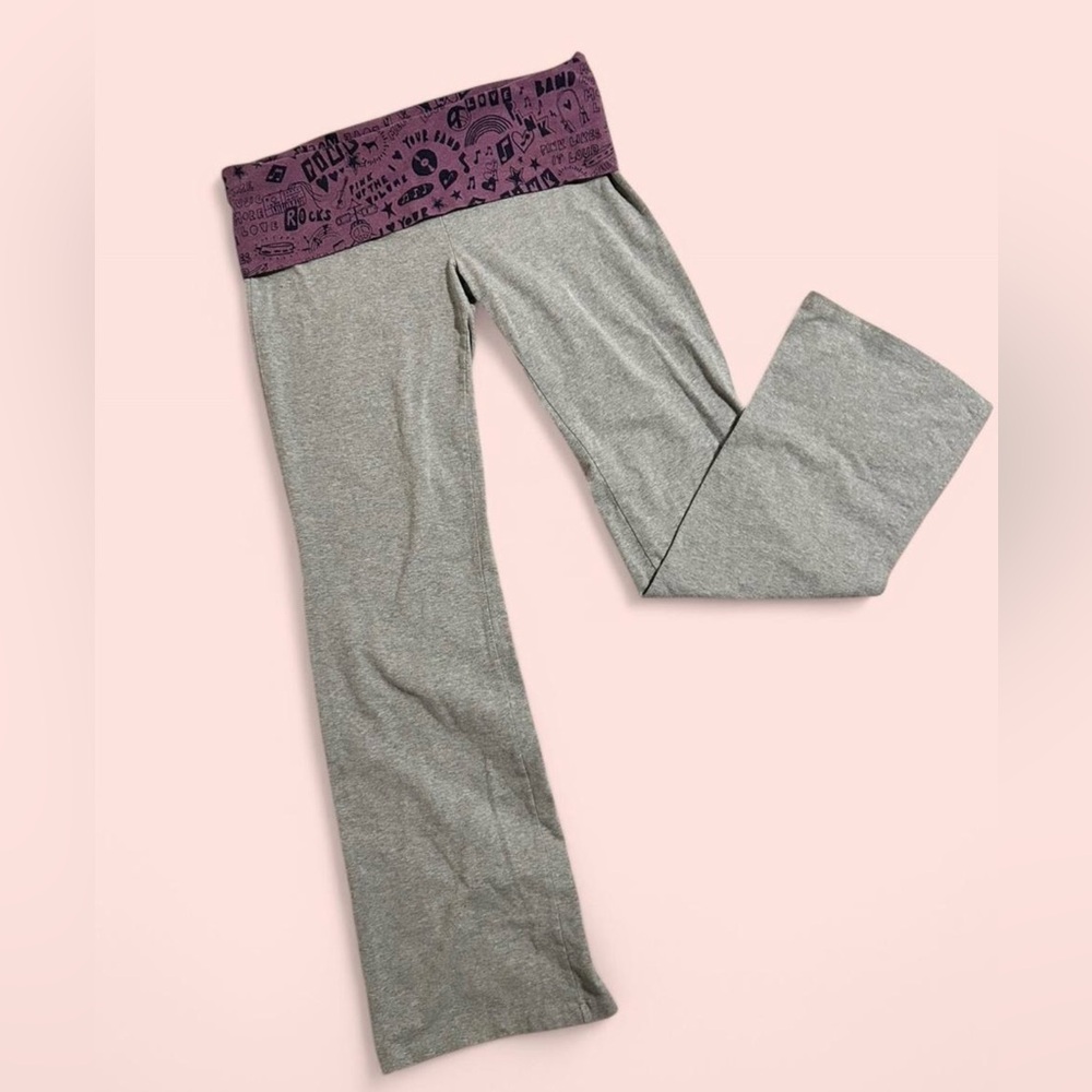 PINK Victoria Secret Grey Fold Over Yoga Pants Y2K